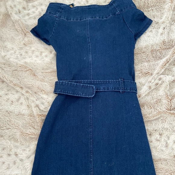 Fashion Nova Denim Zip Up Off the Shoulder Dress - Picture 5 of 5